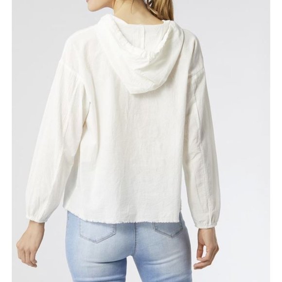 COCO + Carmen Archer Hooded Pouch Pocket Pullover Top NWT Beige Small/Medium - Picture 2 of 2